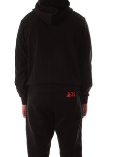 Sun 68 felpa in cotone con cappuccio e logo fluo da uomo nero
