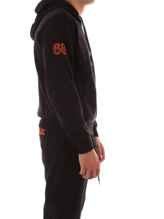 Sun 68 felpa in cotone con cappuccio e logo fluo da uomo nero
