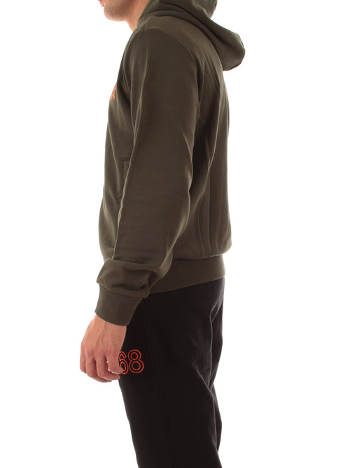 Sun 68 felpa in cotone con cappuccio e logo fluo da uomo militare scuro