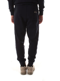 Sun 68 pantaloni in felpa di misto cotone da uomo navy blue