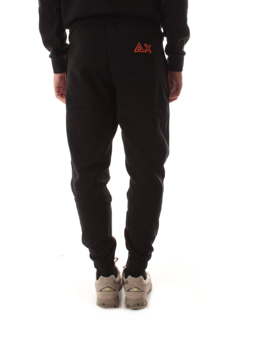 Sun 68 pantaloni con logo fluo da uomo nero