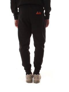Sun 68 pantaloni con logo fluo da uomo nero