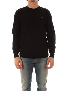 Sun 68 maglia girocollo in misto lana da uomo nero