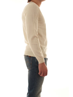 Sun 68 maglia girocollo in misto lana da uomo bianco panna