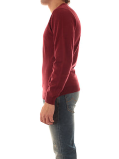 Sun 68 maglia girocollo in misto lana da uomo bordeaux