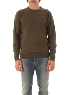 Sun 68 maglia girocollo in misto lana da uomo militare scuro