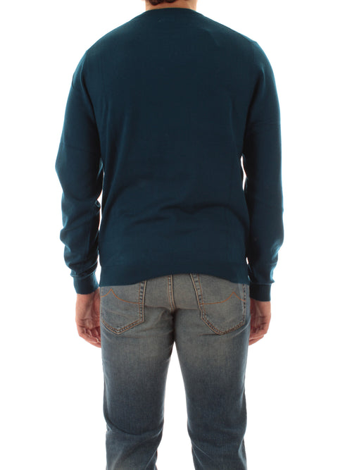 Sun 68 maglia girocollo in misto lana da uomo petrolio