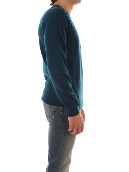 Sun 68 maglia girocollo in misto lana da uomo petrolio