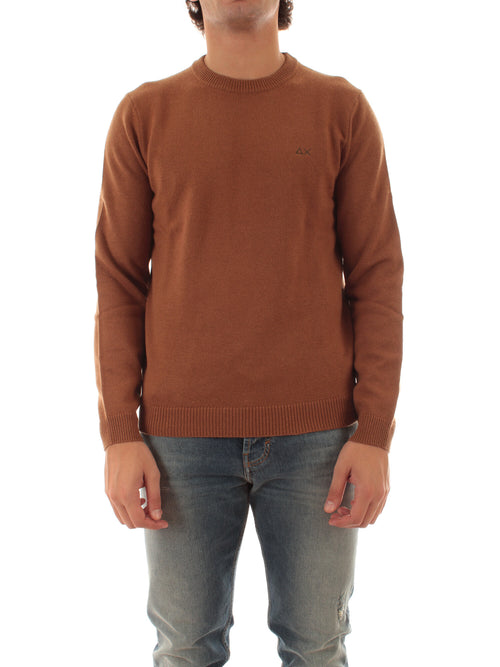 Sun 68 maglia girocollo in lana e cashmere da uomo deserto