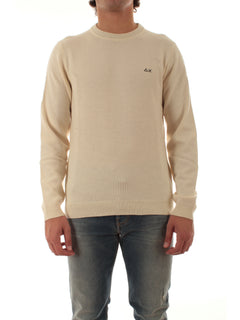 Sun 68 maglia girocollo in lana e cashmere da uomo bianco panna