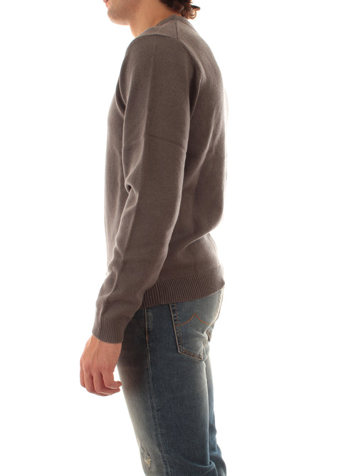 Sun 68 maglia girocollo in lana e cashmere da uomo grigio scuro