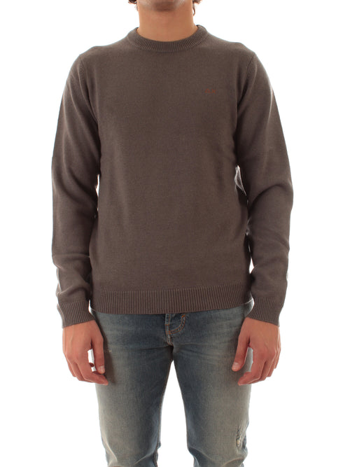 Sun 68 maglia girocollo in lana e cashmere da uomo grigio scuro