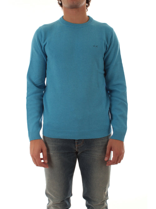 Sun 68 maglia girocollo in lana e cashmere da uomo sky blue
