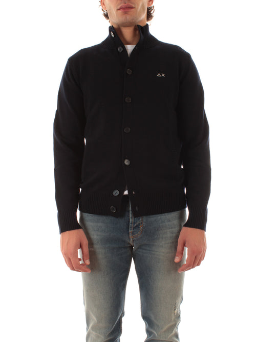 Sun 68 cardigan in lana e cashmere da uomo navy blue