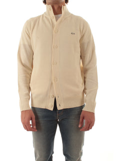 Sun 68 cardigan in lana e cashmere da uomo bianco panna