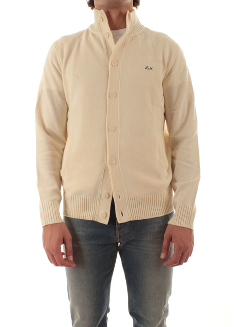 Sun 68 cardigan in lana e cashmere da uomo bianco panna