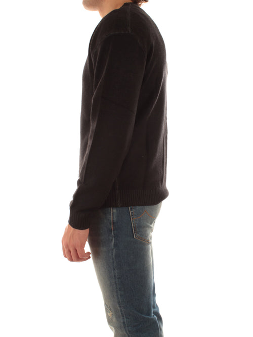 Sun 68 cardigan in lana effetto vintage da uomo nero