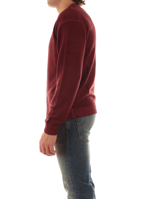 Sun 68 cardigan in lana effetto vintage da uomo bordeaux