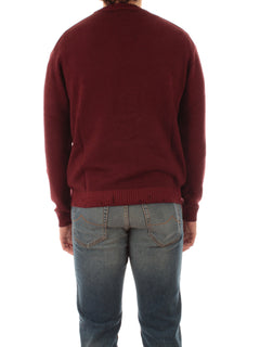Sun 68 cardigan in lana effetto vintage da uomo bordeaux