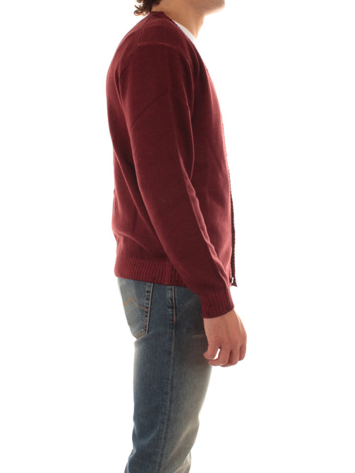 Sun 68 cardigan in lana effetto vintage da uomo bordeaux