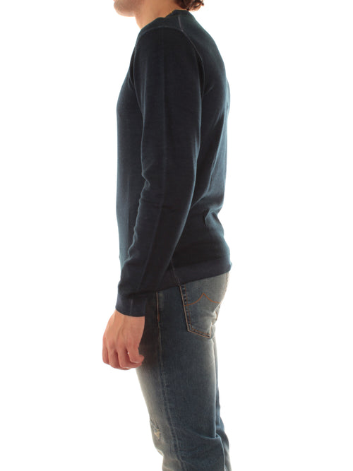 Sun 68 maglia girocollo in lana vintage da uomo navy blue