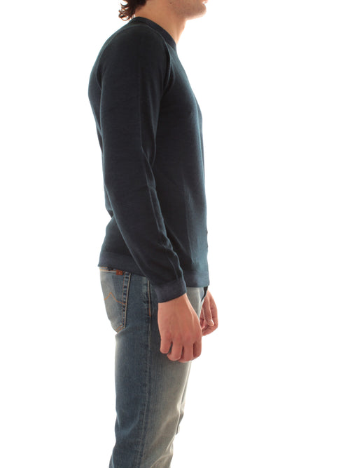 Sun 68 maglia girocollo in lana vintage da uomo navy blue