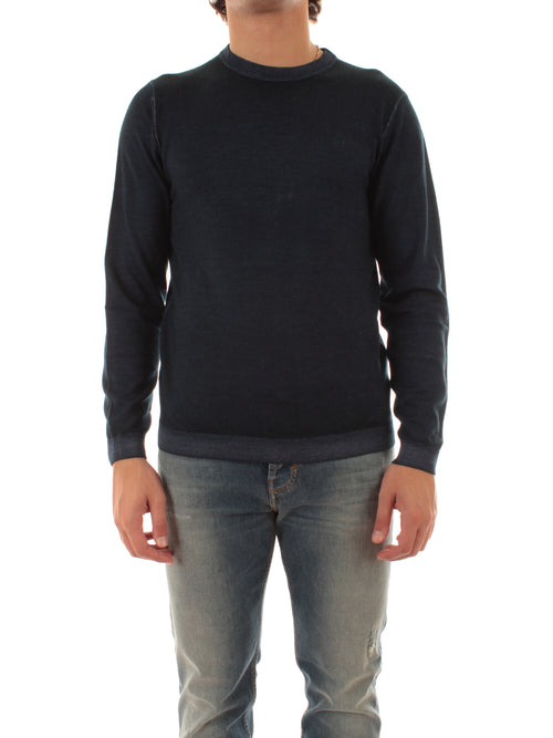 Sun 68 maglia girocollo in lana vintage da uomo navy blue