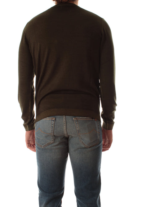 Sun 68 maglia girocollo in lana vintage da uomo militare scuro