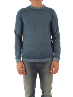 Sun 68 maglia girocollo in lana vintage da uomo avio scuro