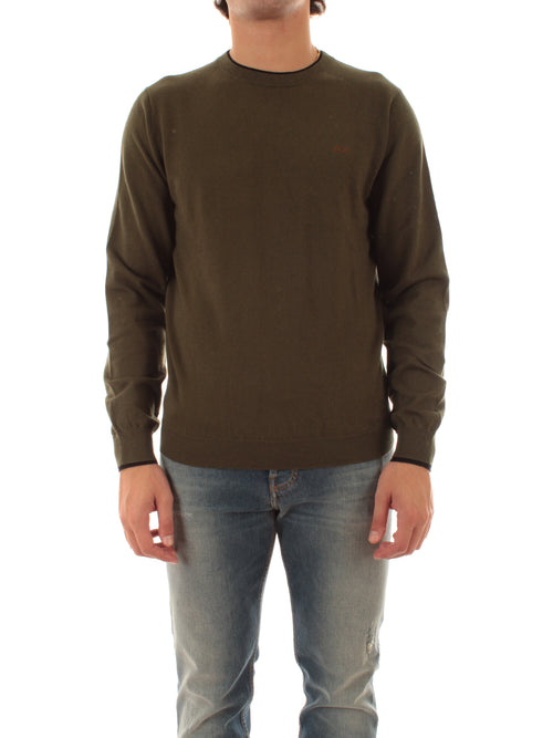 Sun 68 maglia in lana e cotone da uomo militare scuro