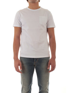 Sun 68 T-shirt in jersey di cotone con taschino da uomo bianco