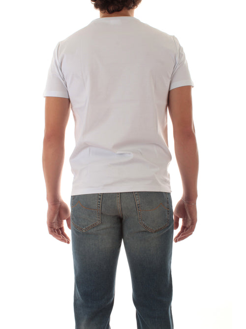 Sun 68 T-shirt in jersey di cotone con taschino da uomo bianco