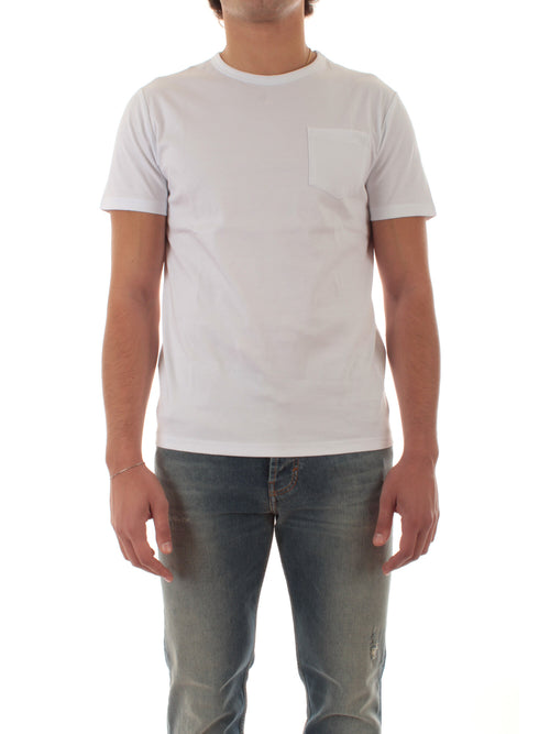 Sun 68 T-shirt in jersey di cotone con taschino da uomo bianco
