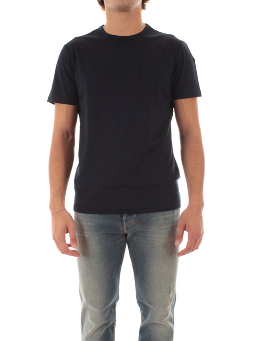 Sun 68 T-shirt in jersey di cotone con taschino da uomo navy blue
