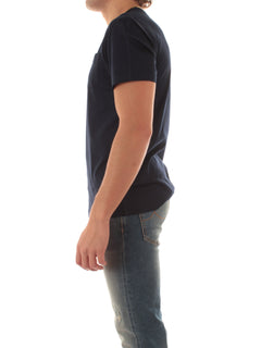 Sun 68 T-shirt in jersey di cotone con taschino da uomo navy blue