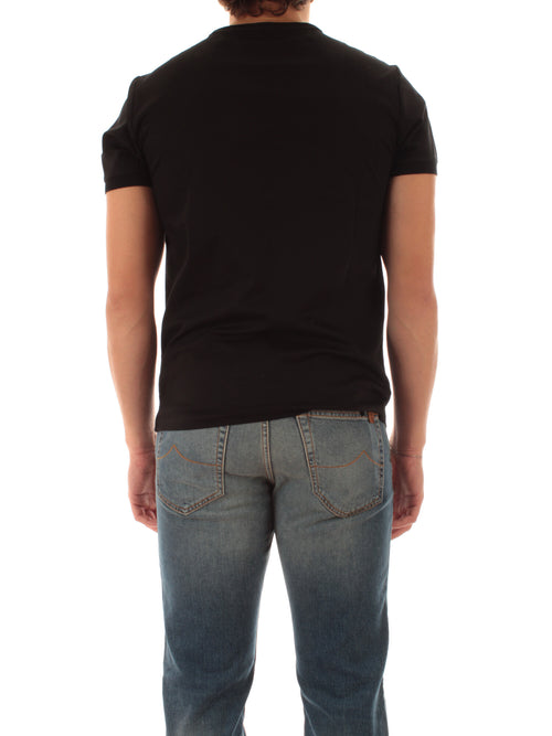 Sun 68 T-shirt in jersey di cotone con taschino da uomo nero