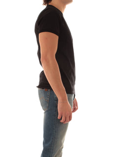 Sun 68 T-shirt in jersey di cotone con taschino da uomo nero