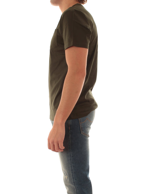 Sun 68 T-shirt in jersey di cotone con taschino da uomo militare scuro
