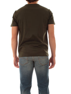 Sun 68 T-shirt in jersey di cotone con taschino da uomo militare scuro