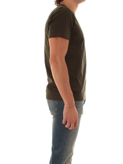 Sun 68 T-shirt in jersey di cotone con taschino da uomo militare scuro
