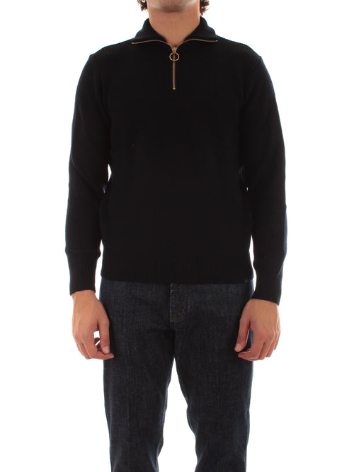 Paul & Shark maglia mezza zip in tech wool da uomo blu