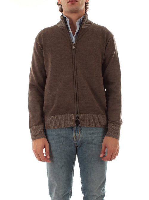 Paul & Shark cardigan in maglia di lana da uomo marrone