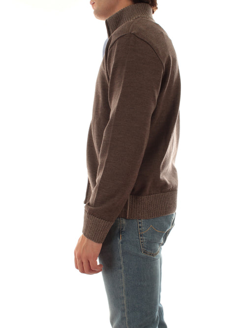 Paul & Shark cardigan in maglia di lana da uomo marrone