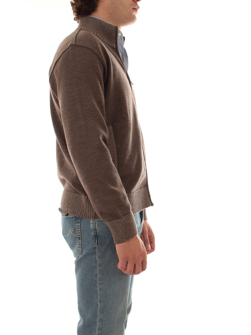 Paul & Shark cardigan in maglia di lana da uomo marrone