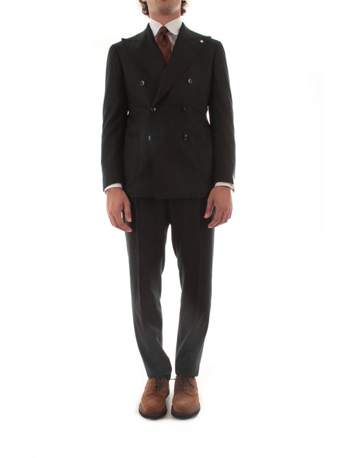 Luigi Bianchi Mantova abito doppiopetto verdone in tessuto Solaro da uomo