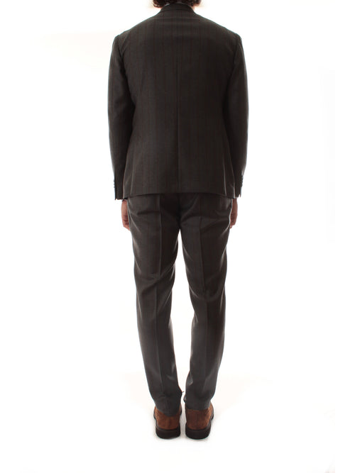 Luigi Bianchi Mantova abito doppiopetto grigio gessato marrone da uomo