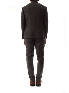 Luigi Bianchi Mantova abito doppiopetto grigio gessato marrone da uomo