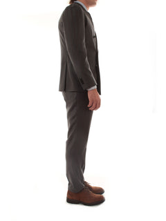 Luigi Bianchi Mantova abito doppiopetto grigio gessato marrone da uomo