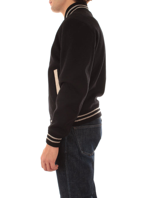 Luigi Bianchi Mantova bomber college in lana nero da uomo