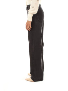 Twinset jeans wide leg con strass da donna nero